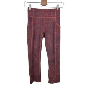 Lululemon Invigorate High-Rise Crop Orange Crackle Glaze Athletic Leggings Sz 4